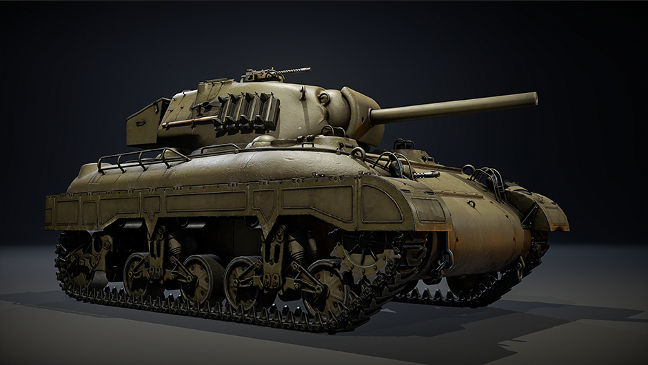 American armored vehicle crossing a War Thunder battlefield