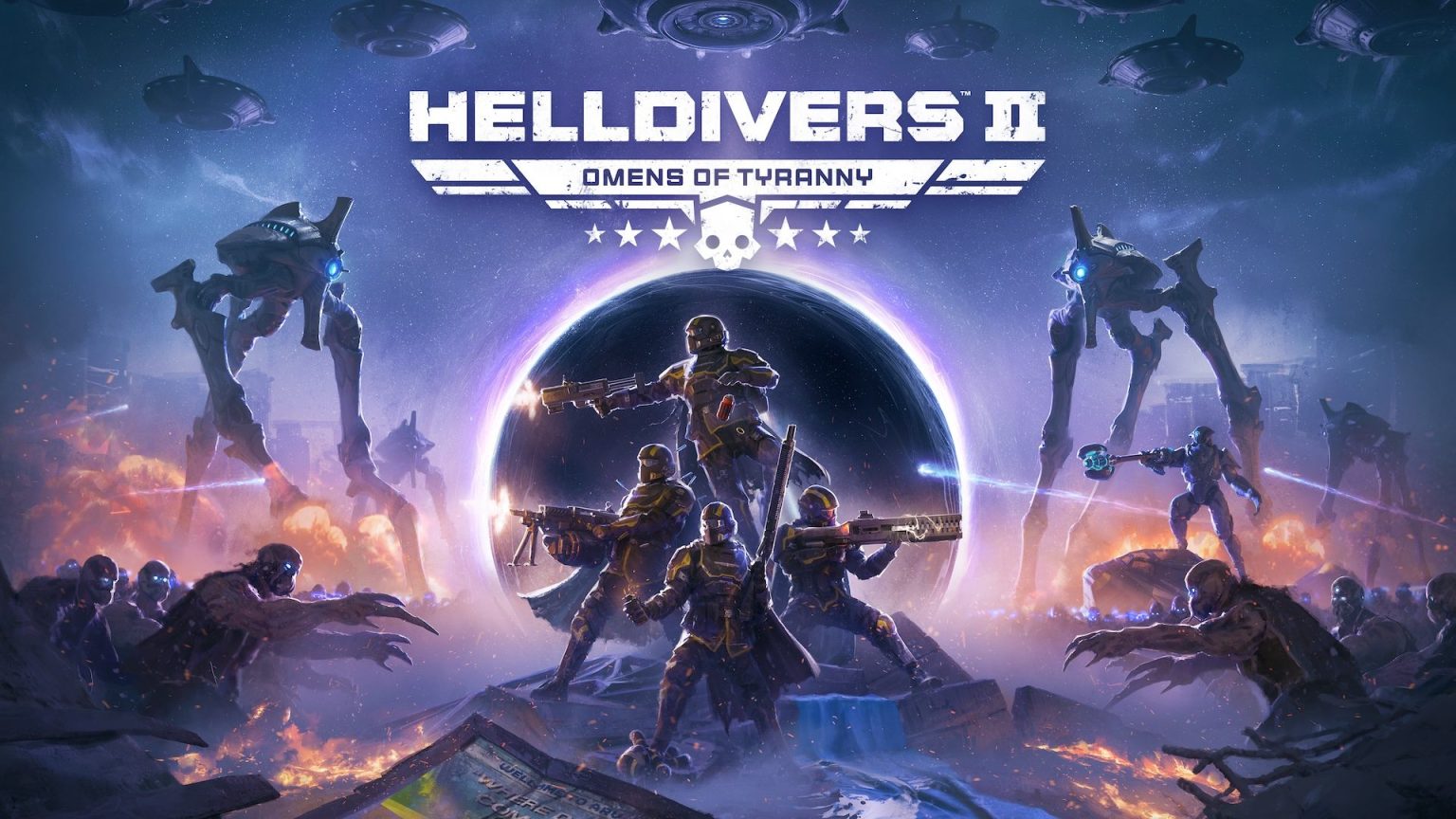 Helldivers fighting Illuminate forces inside an urban colony