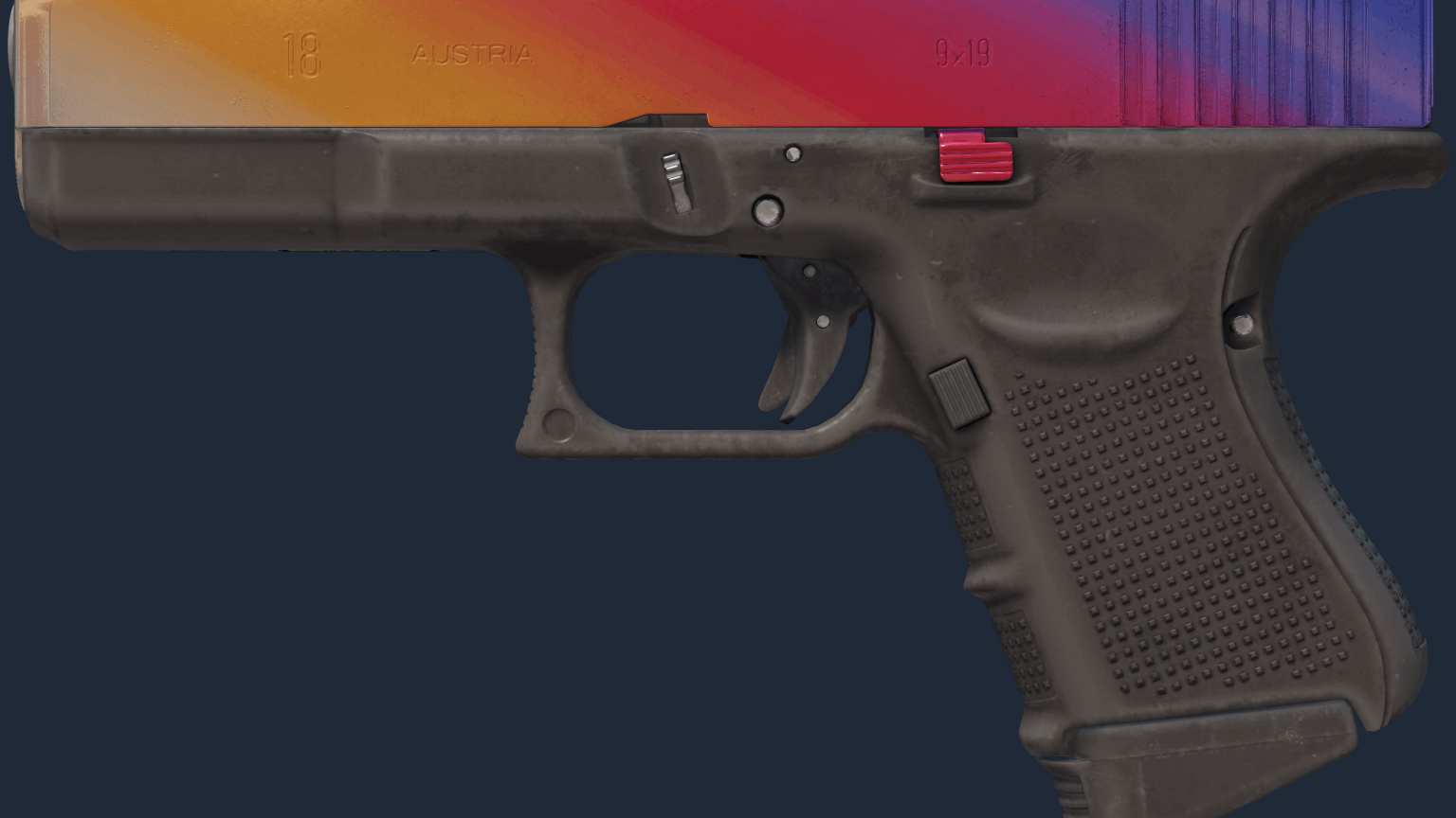 Glock-18 Fade with a purple pink and gold gradient slide