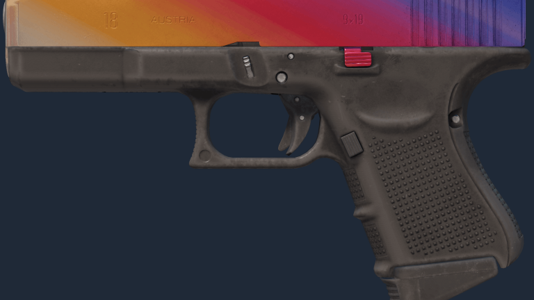 Glock-18 Fade with a purple pink and gold gradient slide
