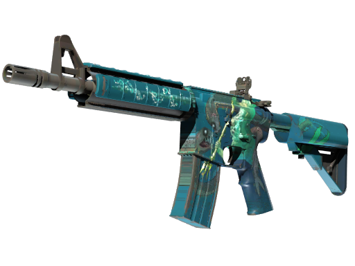 M4A4 Poseidon skin with blue mythological artwork