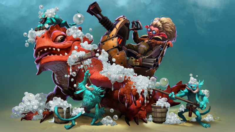 Official Dota 2 Summer Scrub artwork with Snapfire washing her mount