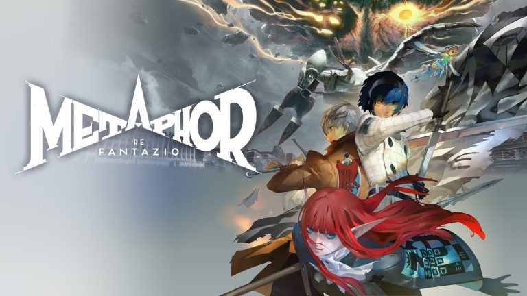 The protagonist and companions of Metaphor ReFantazio facing a fantasy city