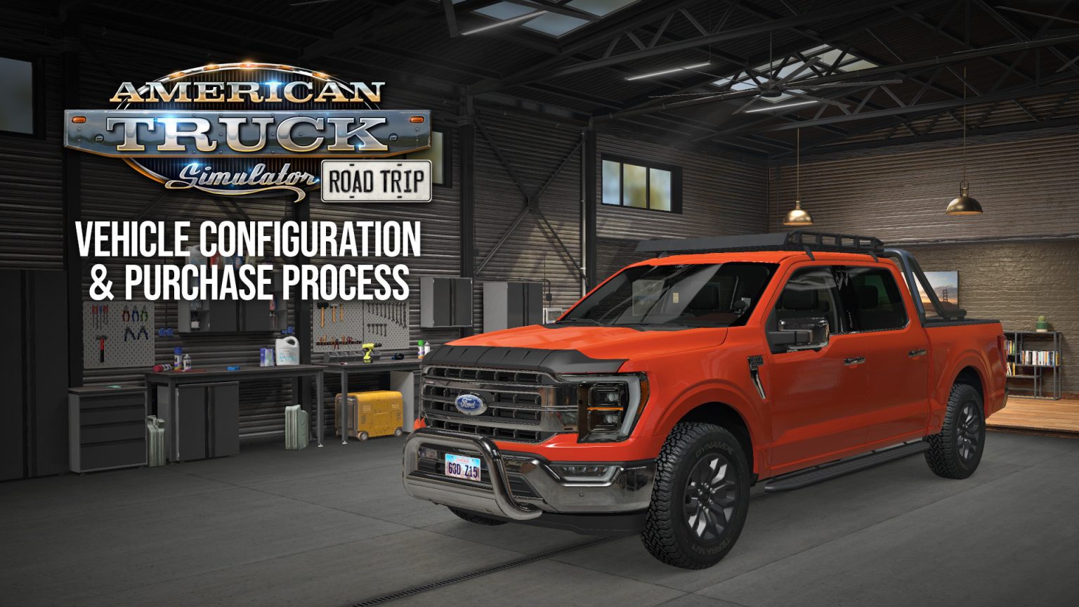 Car driving through the American Truck Simulator world