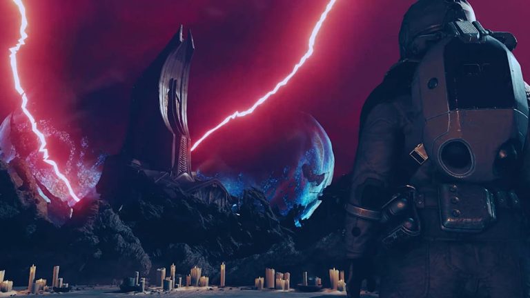 An explorer approaching the fractured city of Dazra in Starfield Shattered Space