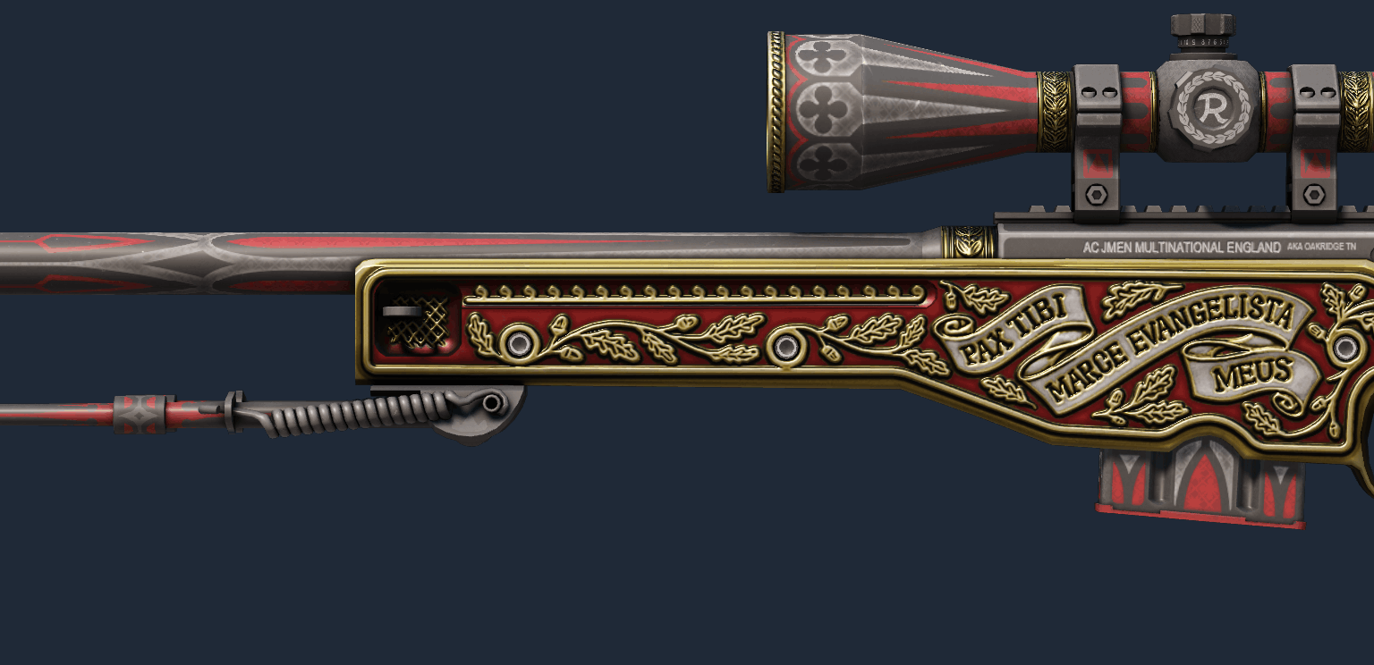 AWP The Prince with red stock and gold filigree
