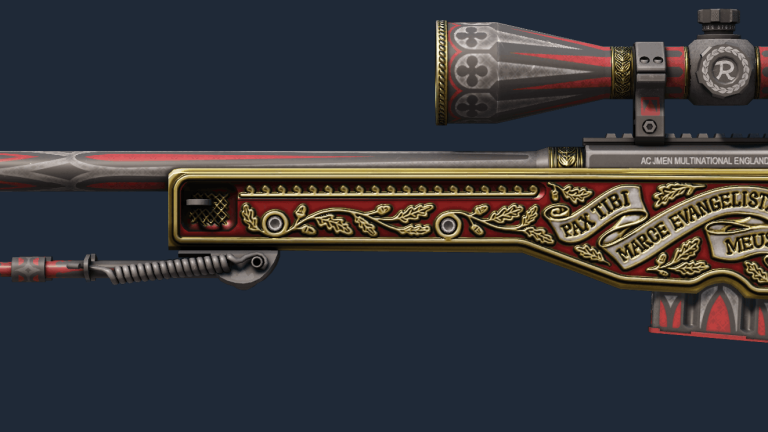 AWP The Prince with red stock and gold filigree