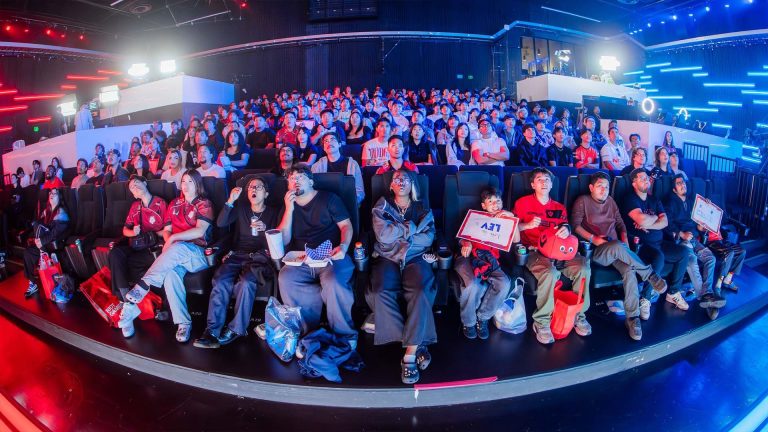 Valorant fans watch a match inside Riot Games Arena in Los Angeles
