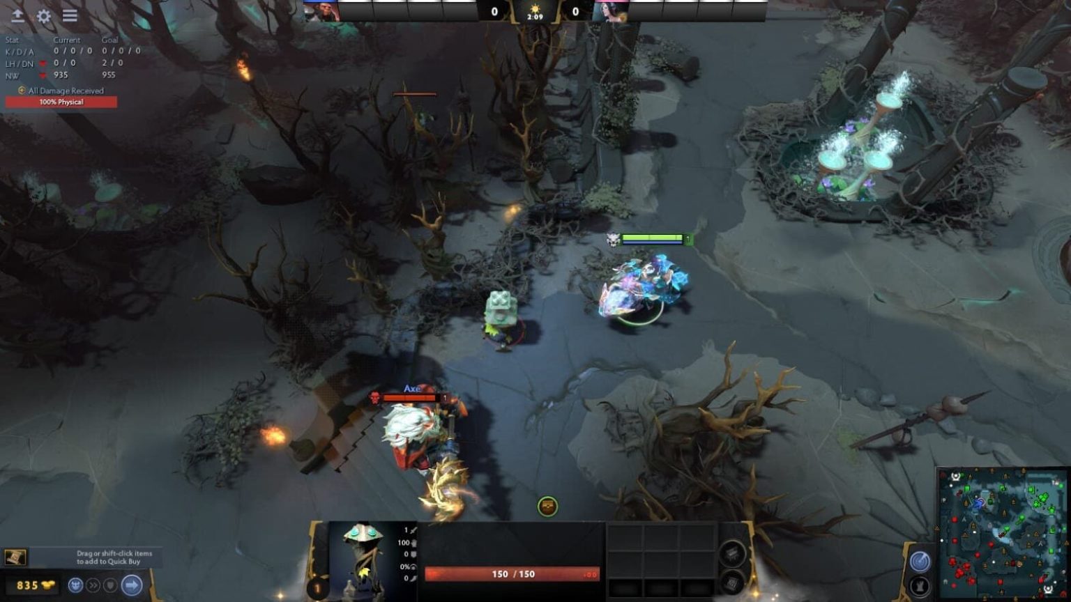 A Watcher providing vision near a Dota 2 objective
