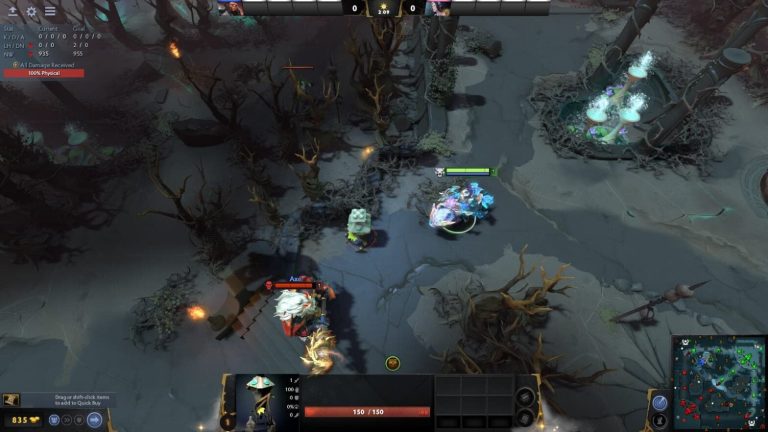 A Watcher providing vision near a Dota 2 objective