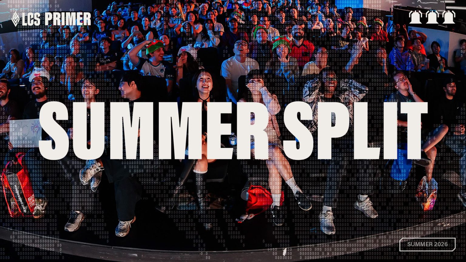 Official LCS Summer Split 2026 primer artwork with fans in an arena
