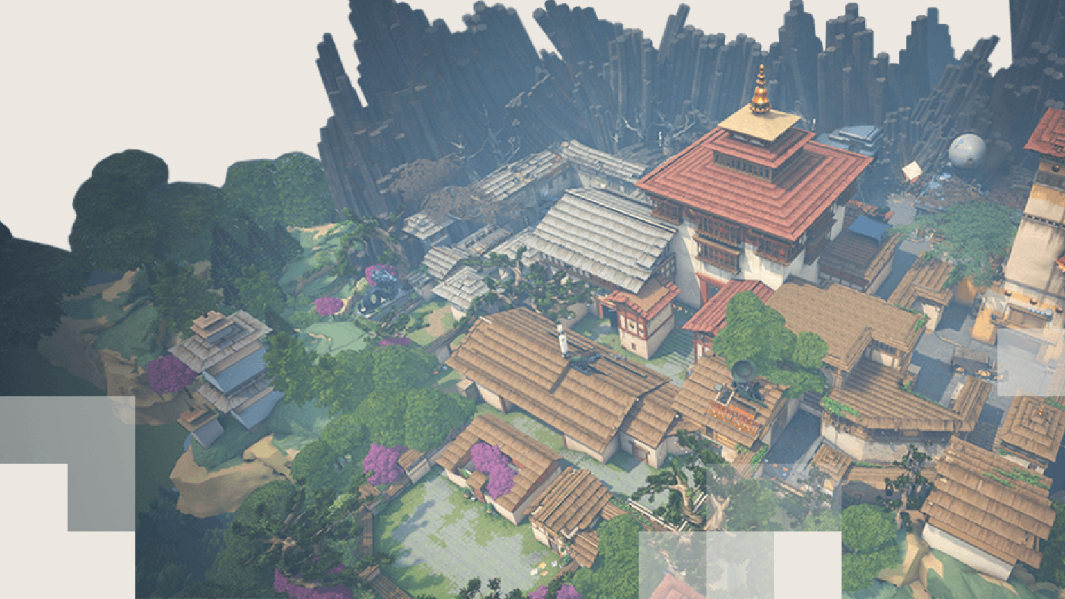 Haven site architecture in an official VALORANT map screenshot