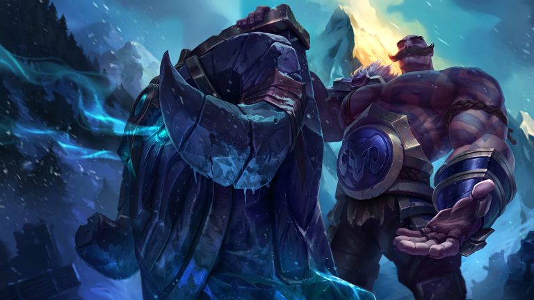 Braum protecting allies during a League of Legends match
