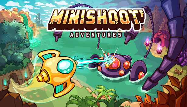A small ship fighting enemies in the colorful world of Minishoot Adventures