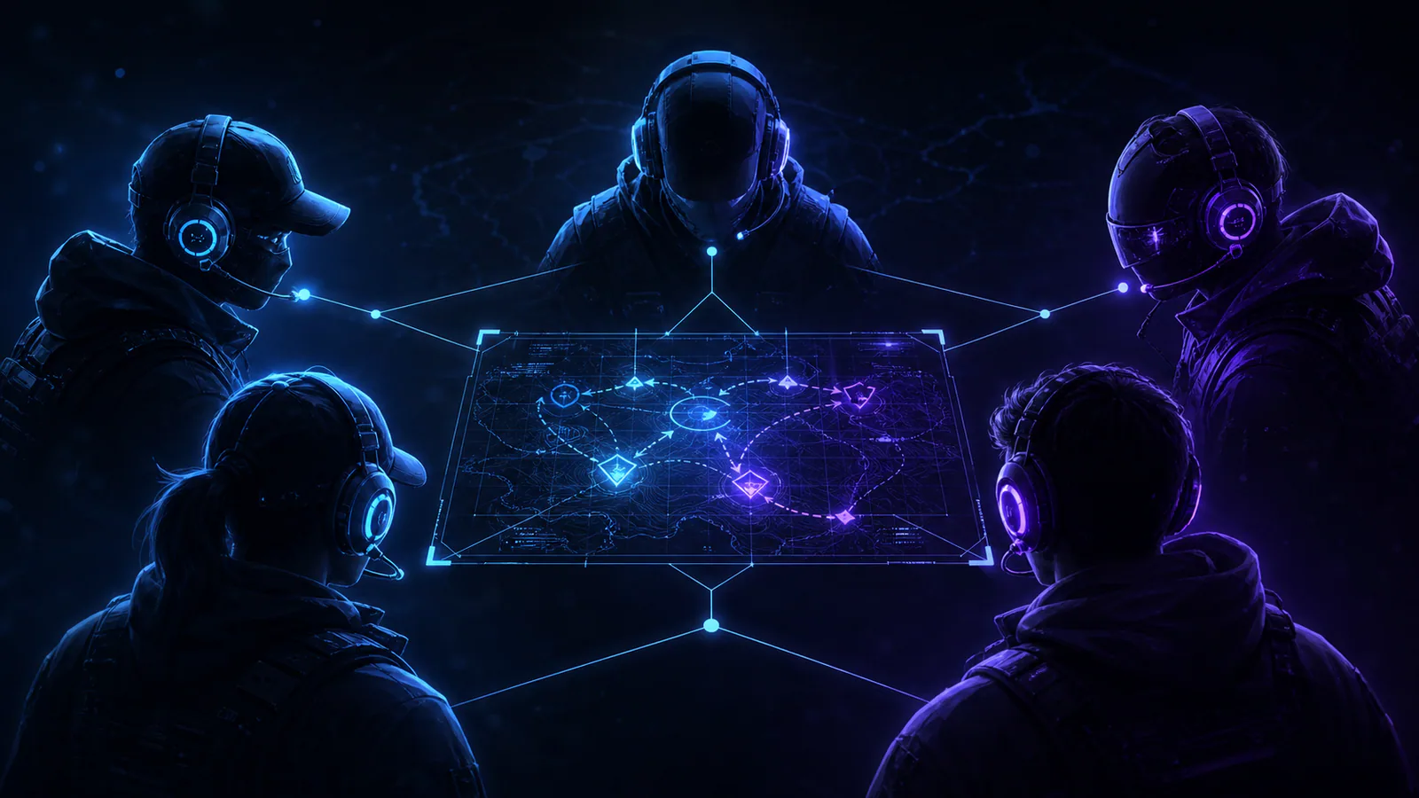 Esports team connecting concise communication calls on a tactical wall
