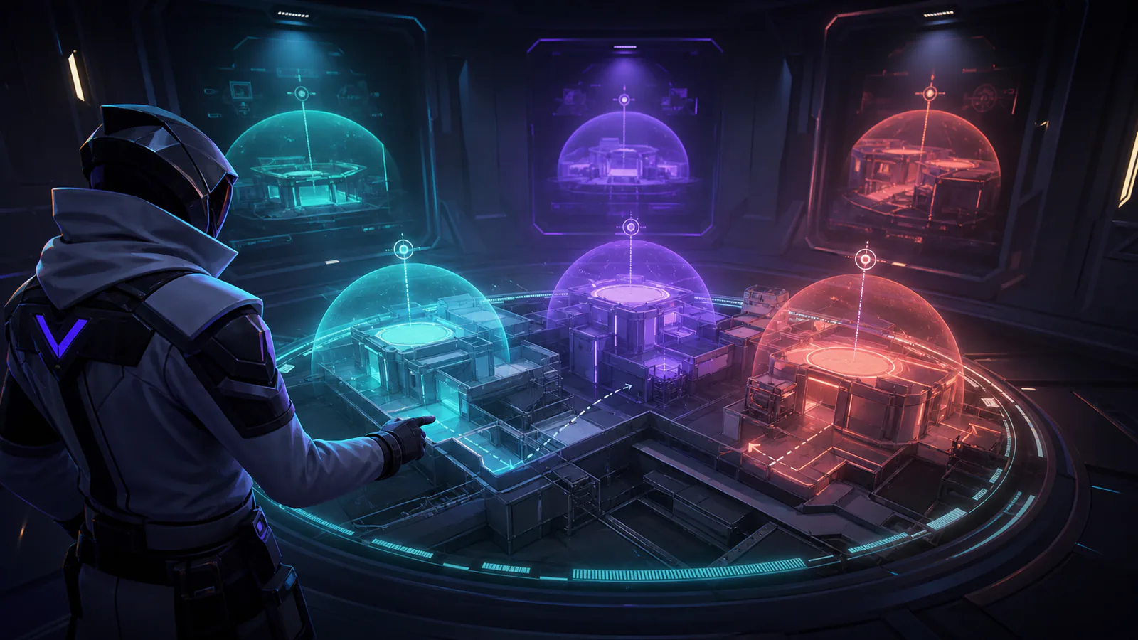 Controller studying three colored smoke windows over a tactical map