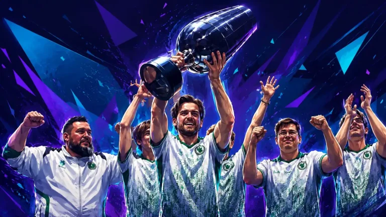 Falcons players celebrating the IEM Cologne Major 2026 championship