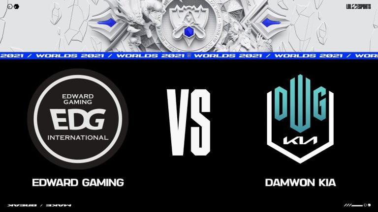 EDward Gaming celebrating the 2021 League of Legends world championship