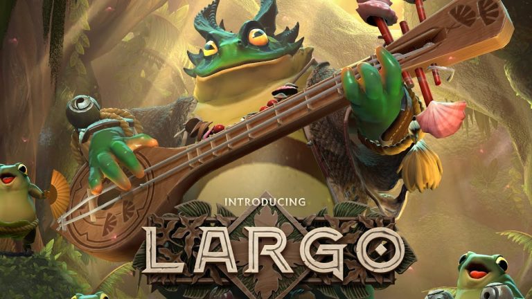 Largo supporting allies during a Dota 2 team fight
