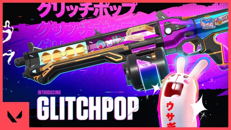 Colorful Glitchpop weapons with holograms and stickers in VALORANT
