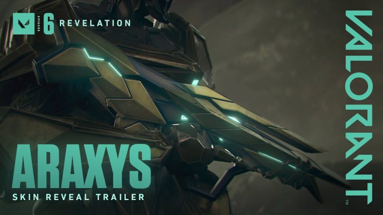 Alien Araxys weapons with exposed energy cores in VALORANT