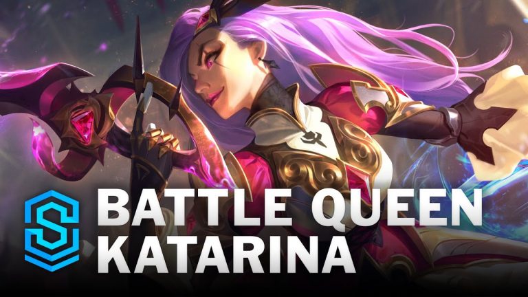 Battle Queen Katarina surrounded by ceremonial colored daggers