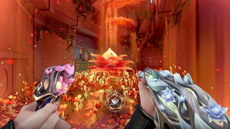 Mystbloom weapon skins with pale floral effects in VALORANT