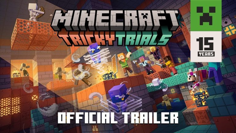 Minecraft players fighting a Breeze inside a Trial Chamber