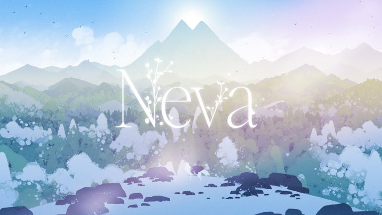 Alba and the wolf Neva crossing a painted landscape