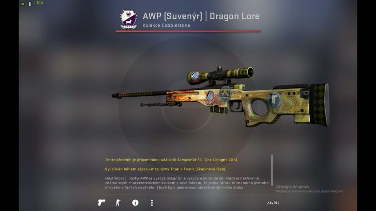 AWP Dragon Lore with its gold dragon artwork