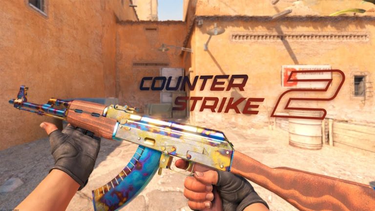 AK-47 Case Hardened with blue and gold surface patterns