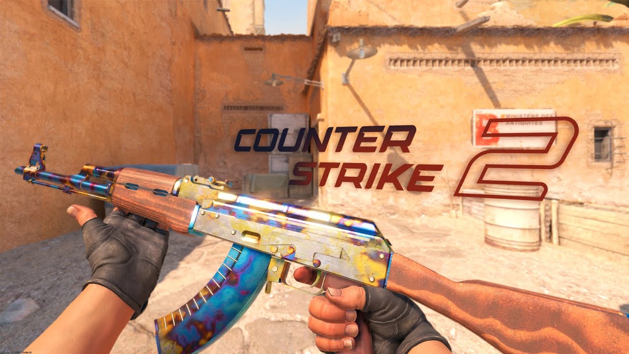 AK-47 Case Hardened with blue and gold surface patterns