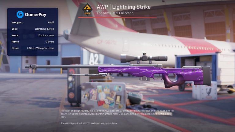 AWP Lightning Strike with a white bolt across a purple body