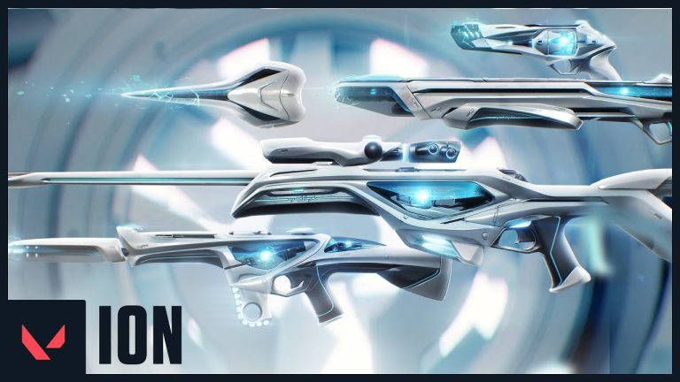 White and blue Ion weapons from VALORANT