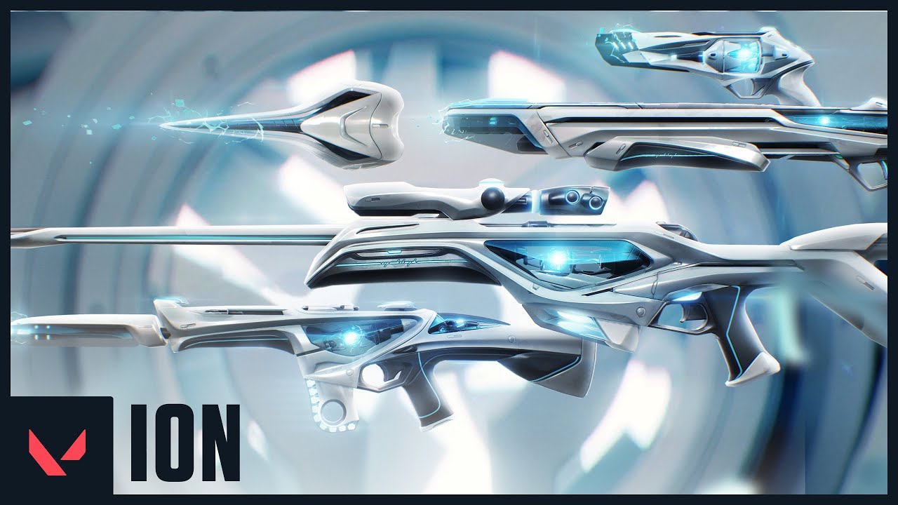 White and blue Ion weapons from VALORANT