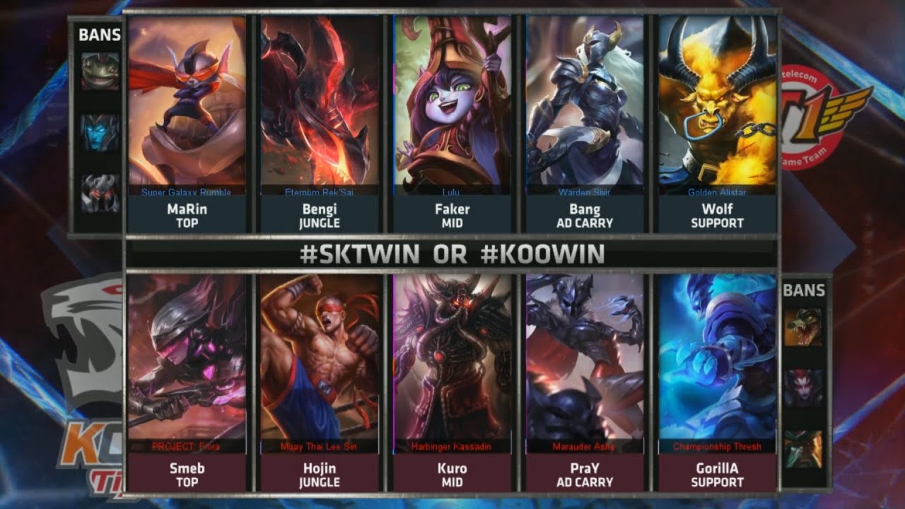 SK Telecom T1 facing KOO Tigers in the 2015 World Championship final