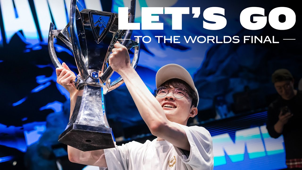 T1 and Weibo Gaming on stage for the Worlds 2023 final in Seoul