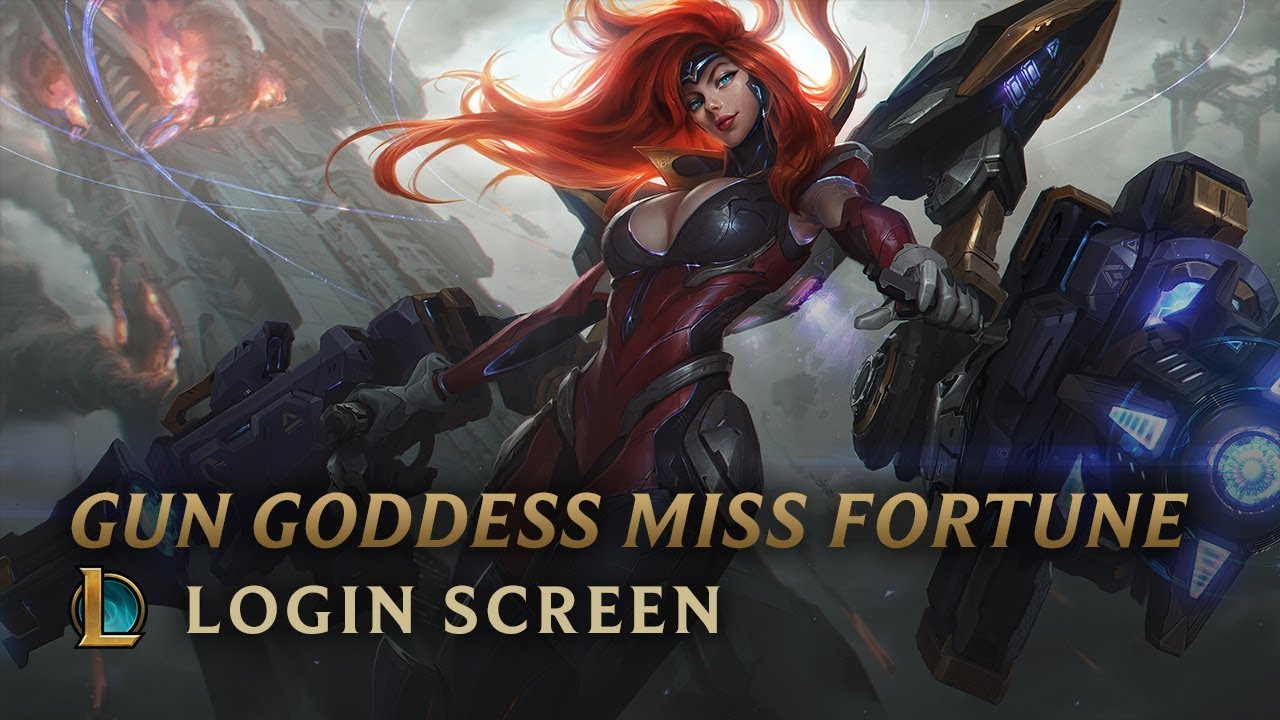 Gun Goddess Miss Fortune standing with her four selectable exosuits