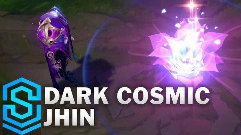 Dark Cosmic Jhin aiming his weapon amid stars and black holes