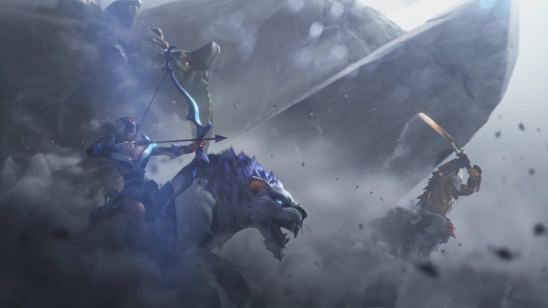 Support hero contesting a Shrine of Wisdom in Dota 2