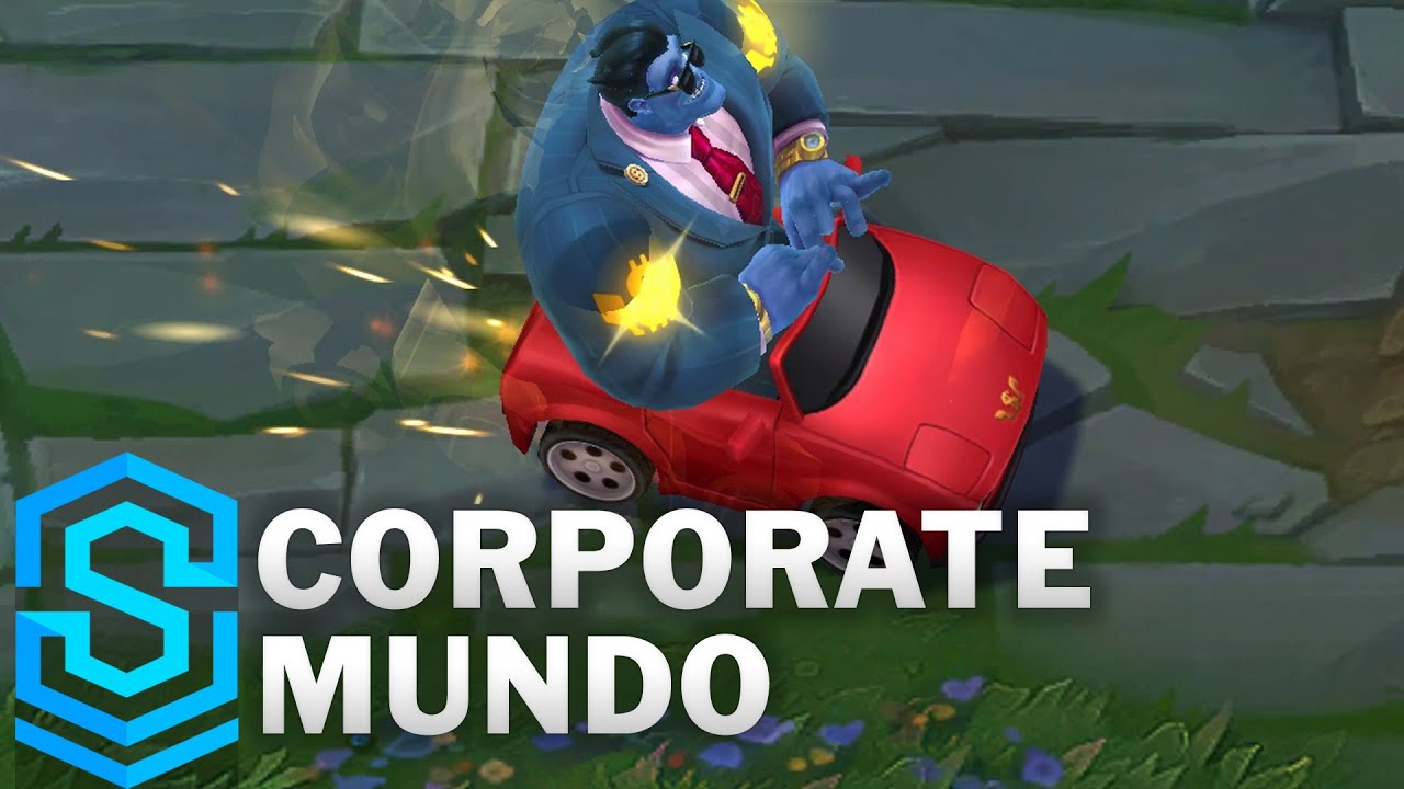 Corporate Mundo wearing a suit and carrying a briefcase in League of Legends
