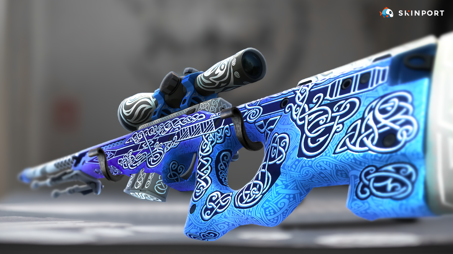 The blue and ivory AWP Gungnir skin in Counter-Strike 2