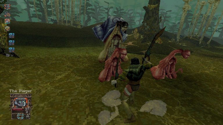 Mercenary party fighting demons in the tactical RPG Entropy