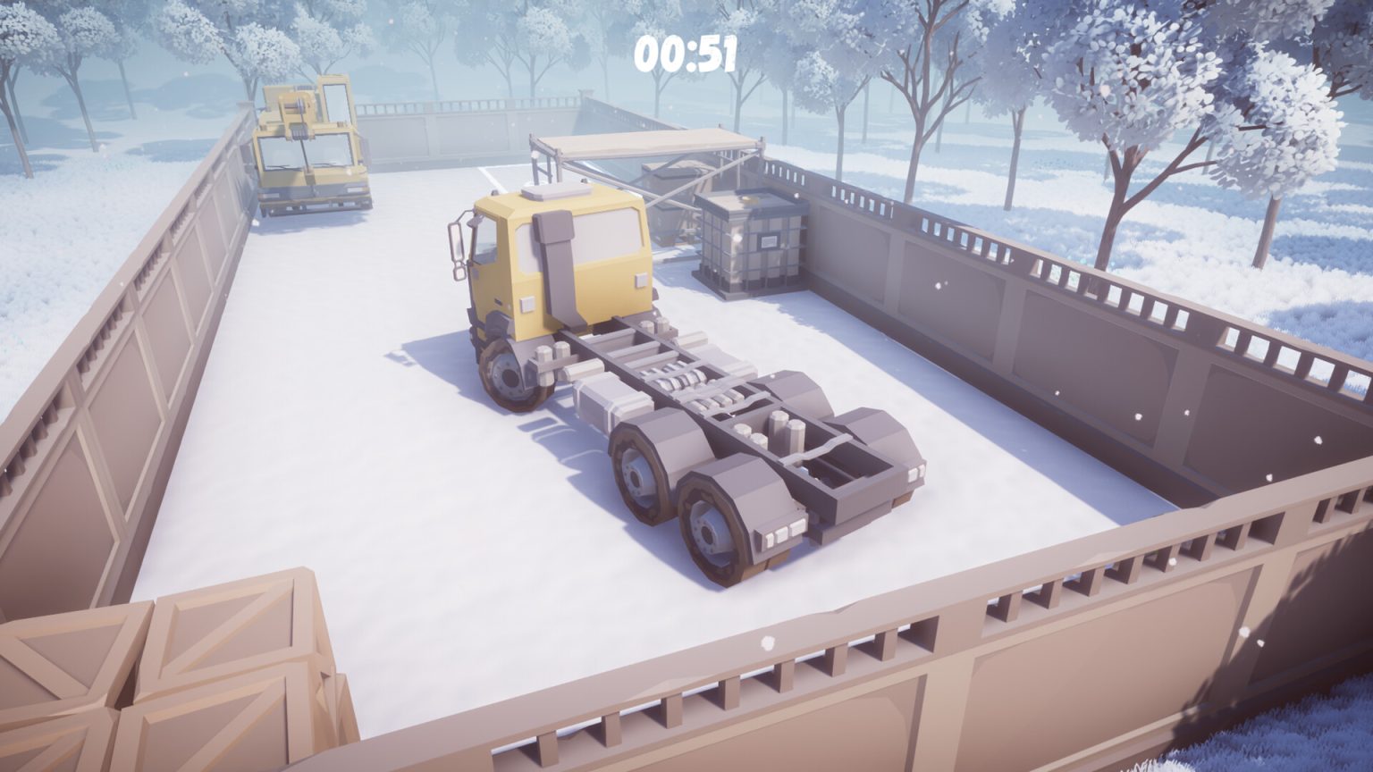 Truck crossing a snowy obstacle course in Snow Route 2