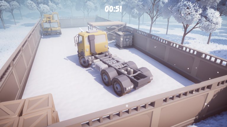 Truck crossing a snowy obstacle course in Snow Route 2
