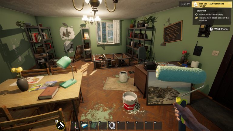 A cluttered room being renovated in Low-Budget Repairs