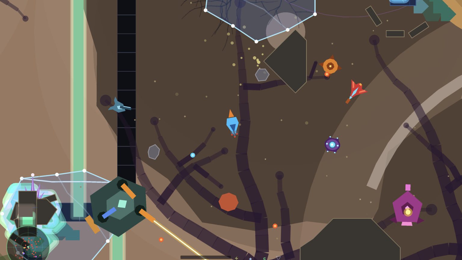 Spacecraft drifting through projectiles in Driftscape Void