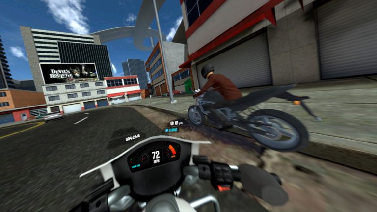 Motorcycle rider approaching traffic in Collision Crasher VR