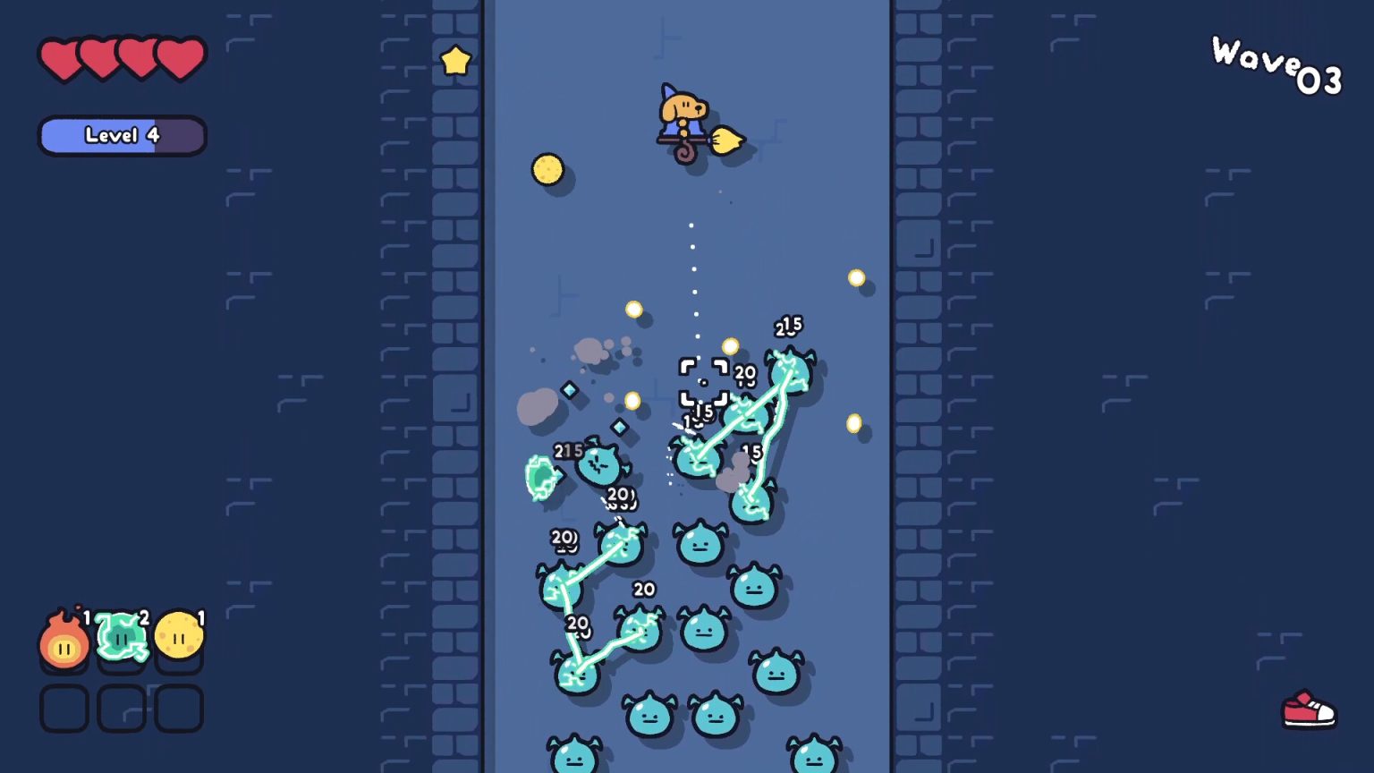 Ball bouncing through enemies and pegs during a Ballmancy wave