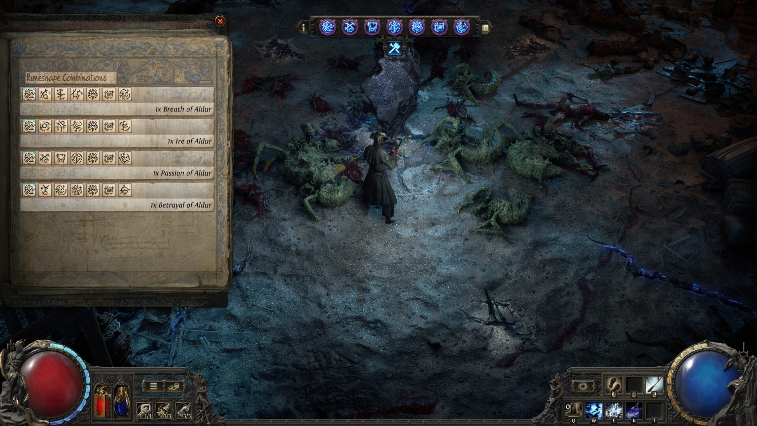 Path of Exile 2 character fighting monsters in a ruined area